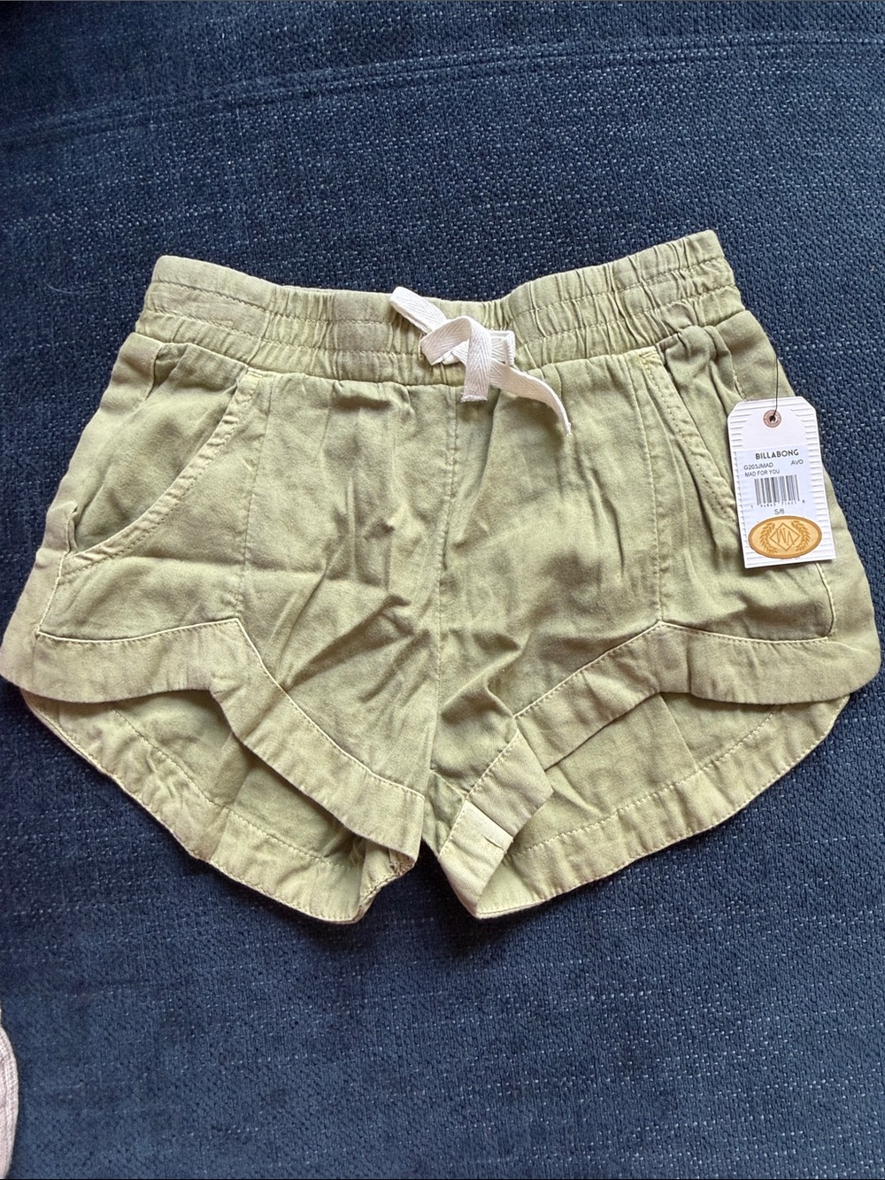 Billabong Olive Green Elastic Waist Athletic Shorts